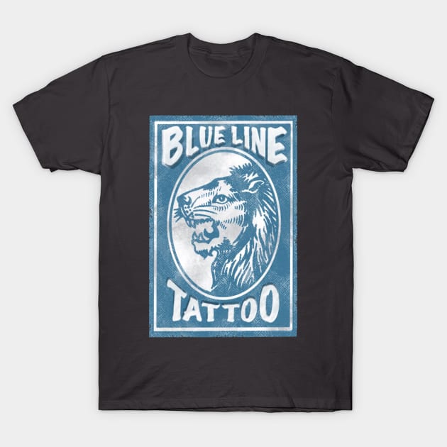 Blue Line Tattoo La Crosse WI Lion Head Logo T-Shirt by BlueLine Design